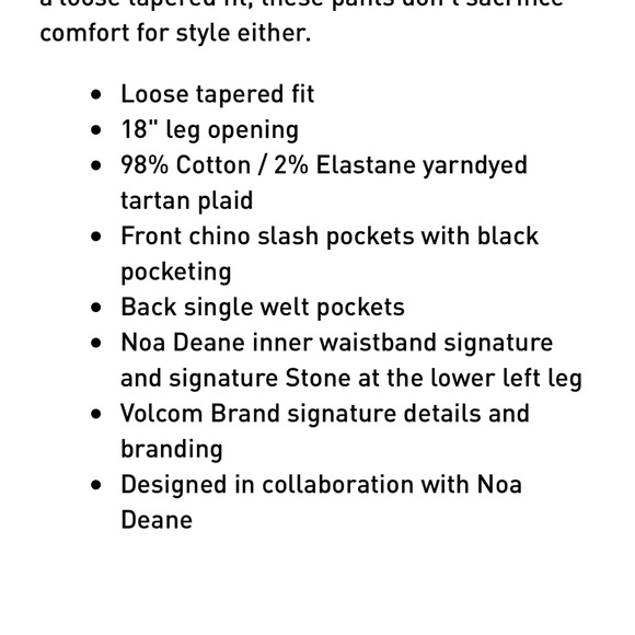 Volcom Entertainment Noa Deane Pants-Plaid. - Picture 7 of 7